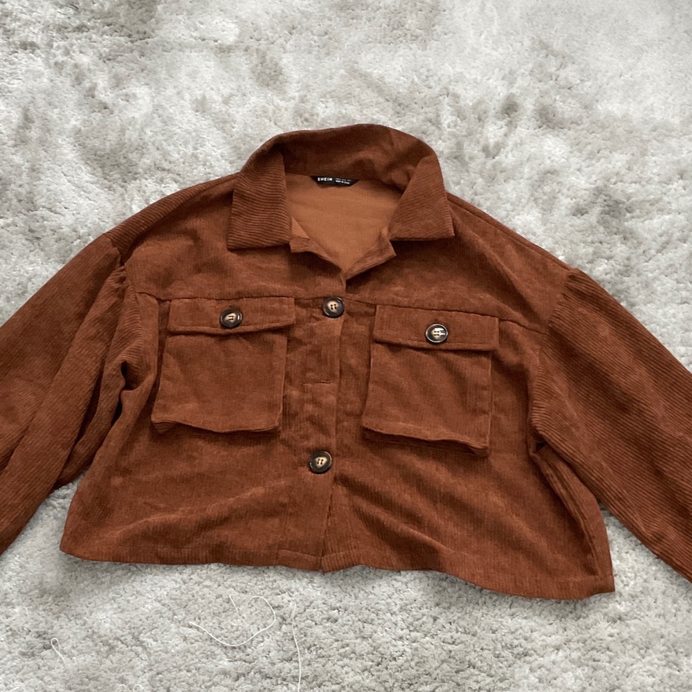 SHEIN Chestnut Corduroy Utility Jacket